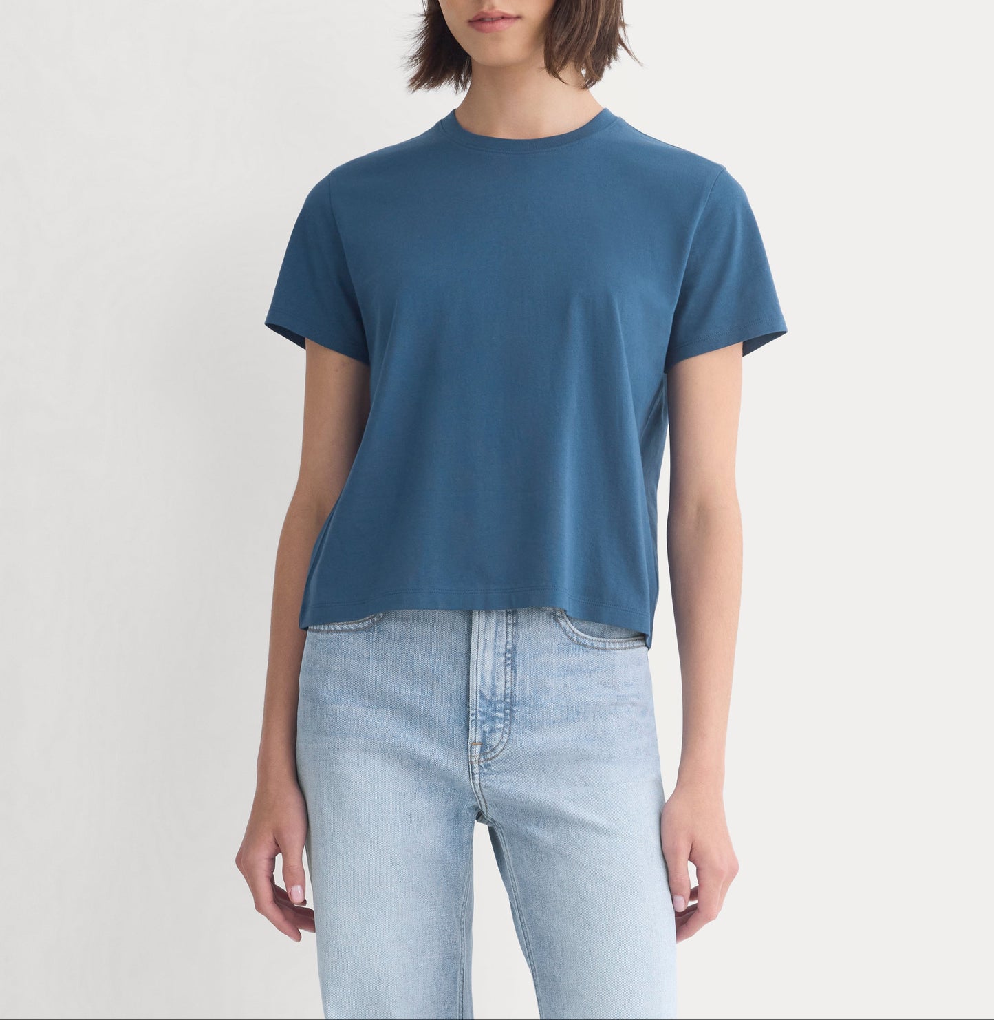 The Box-Cut Tee in Essential Cotton | Blue Wing Teal | No Pocket