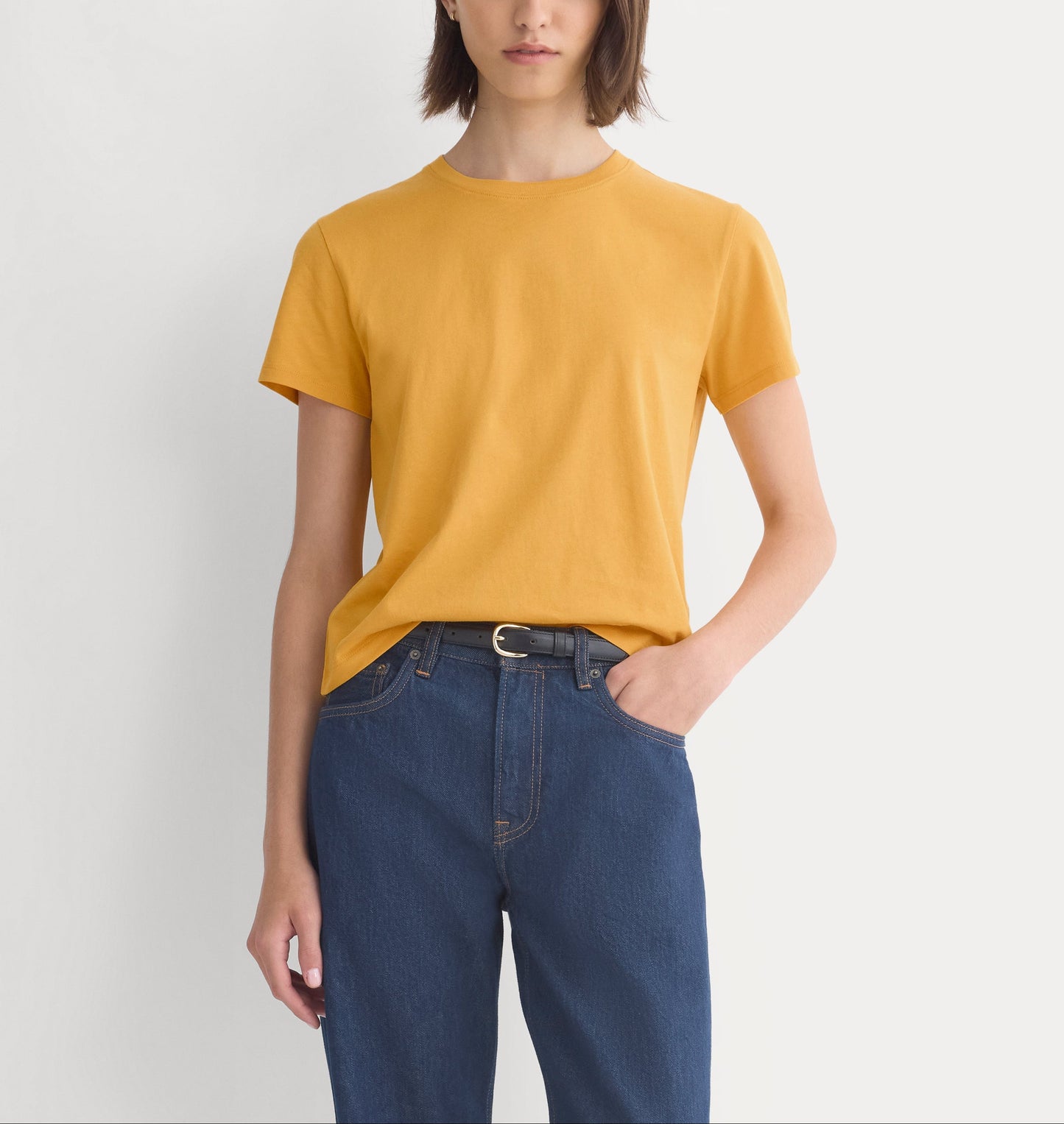 The Box-Cut Tee in Essential Cotton | Golden Glow | No Pocket