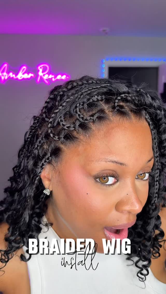 HD Full Lace Knotless Boho Curls Braided Bob Pre-Cut Lace Wig Flexi Fit Invisi Drawstring Cap