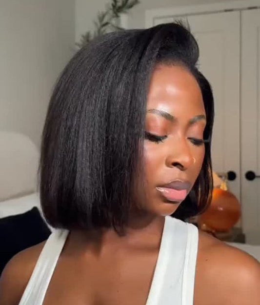 Half Wig Bob Kinky Straight – Preto Natural (#1B) ou Castanho chocolate (#4)