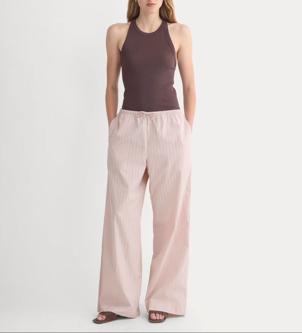 Wide-Leg Drawstring Pant in Washed Poplin | Burnished Lilac/Gardenia