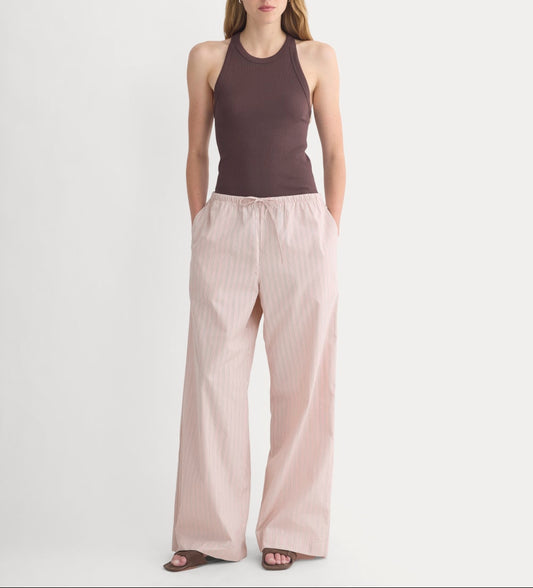 Wide-Leg Drawstring Pant in Washed Poplin | Burnished Lilac/Gardenia
