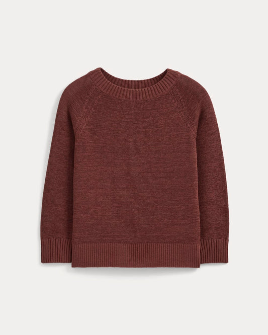 Wide-Neck Crew Sweater in Tape Yarn | Henna Red
