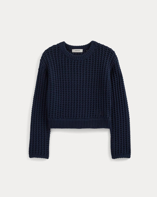 Open-Knit Crew in Elevated Cotton | Navy
