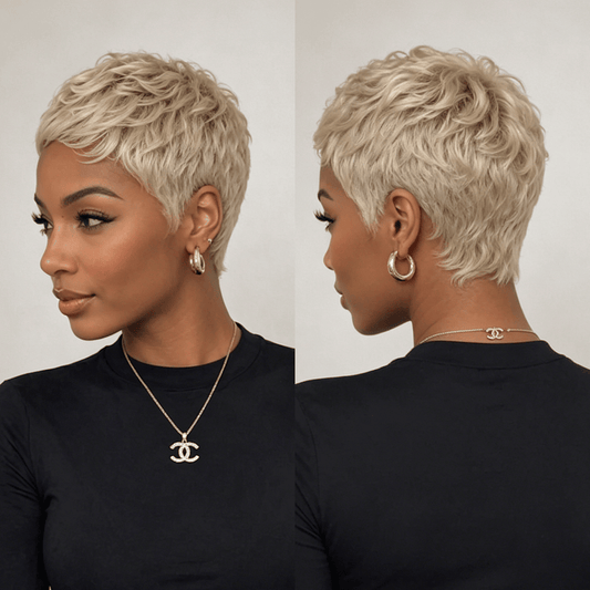 Sexy Mattified Platinum Special Wave Pixie Wig