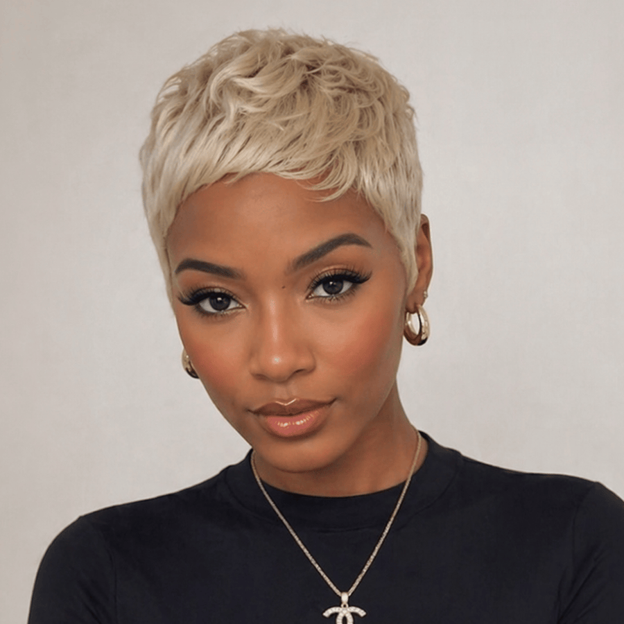 Sexy Mattified Platinum Special Wave Pixie Wig