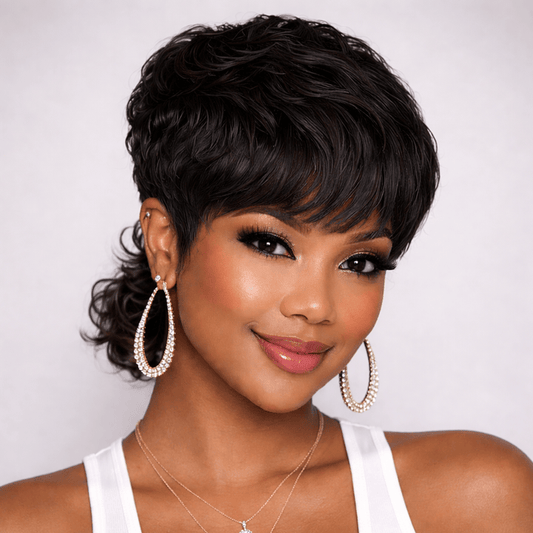 Two-Color Blend Pixie Machine Made Wig