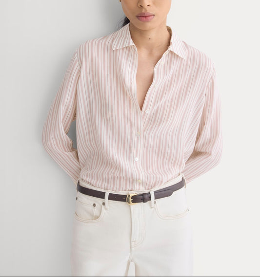 The Must-Have Shirt in Washable Silk | Bone / Rose