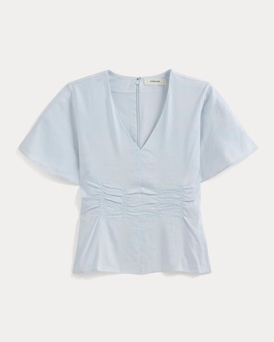 Cinched Top in Stretch Linen | Skywriting