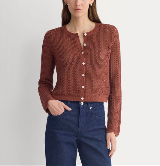 Lace-Knit Cardigan | Henna Red