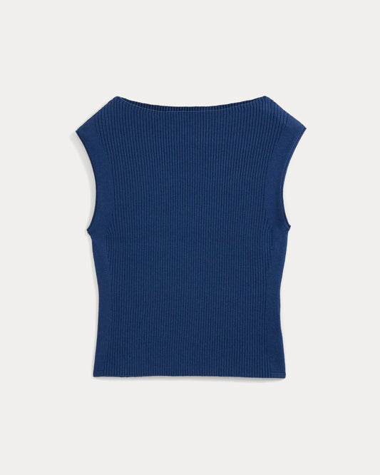 Boat-Neck Ribbed Knit | Estate Blue