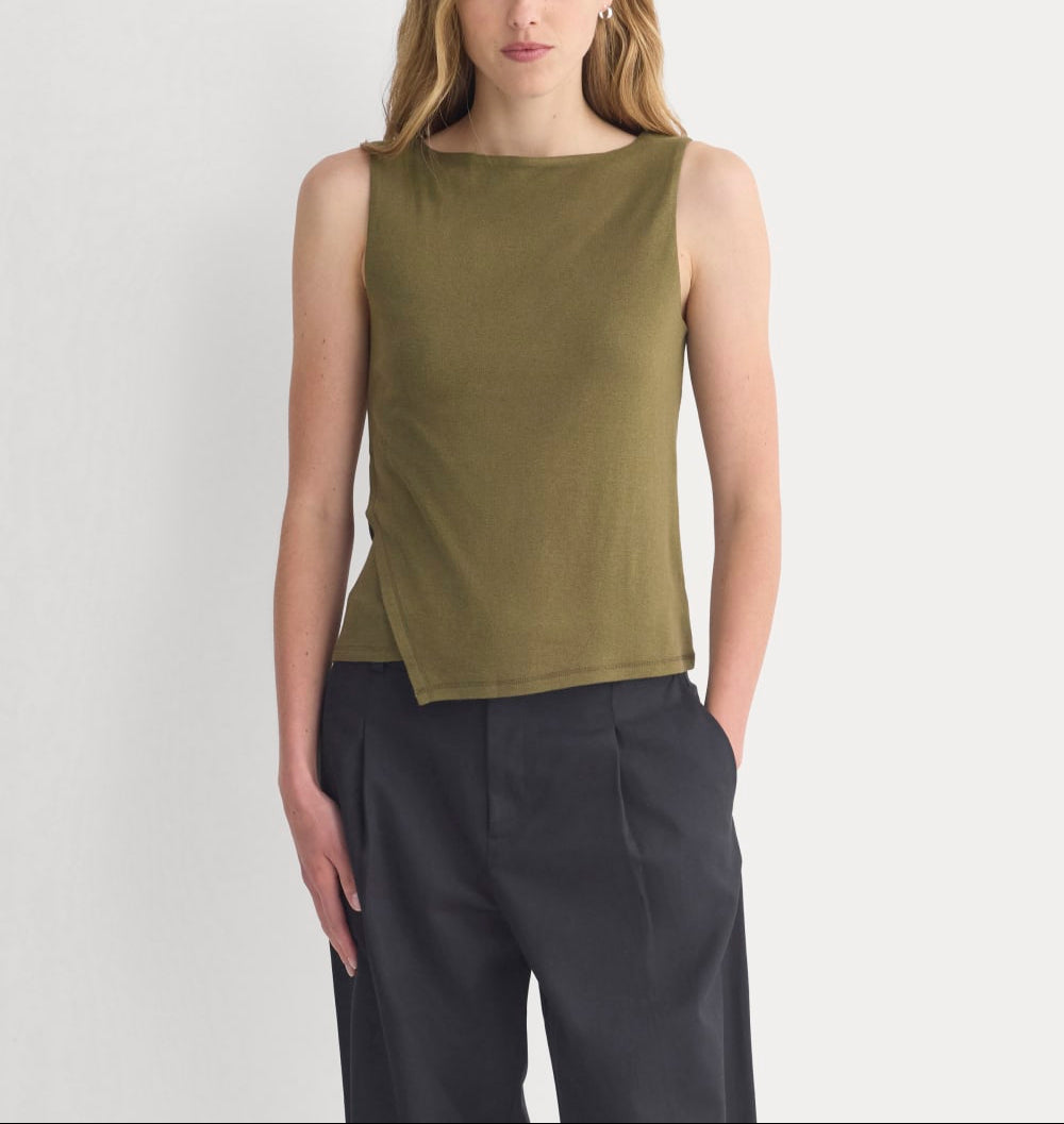 Tissue Boatneck Tank with Side Tie | Beech