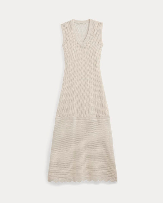 Lace Knit Maxi Sweater Dress | Bone