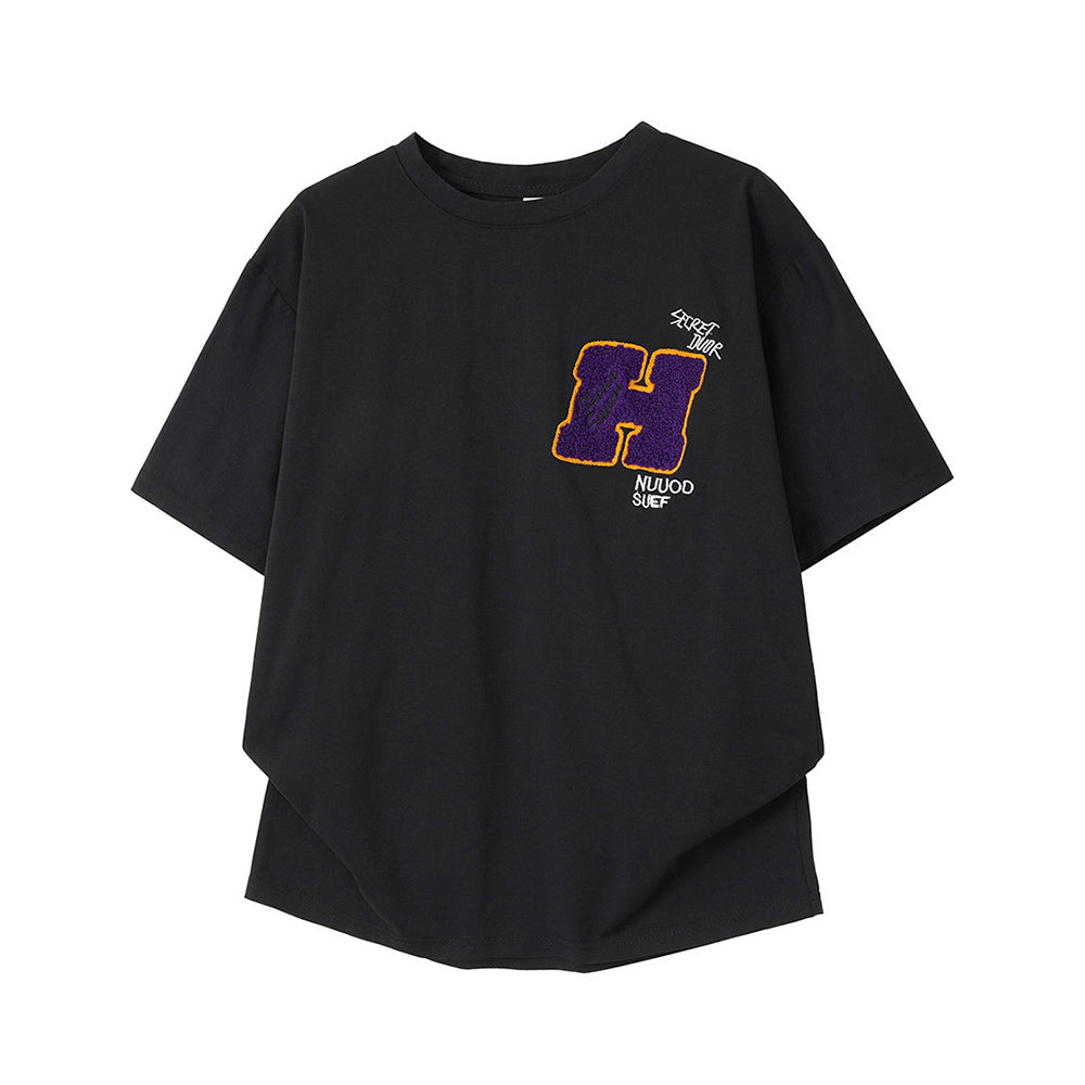 Back Multi-Graffiti Element Embroidery Oversized Drop-Shoulder Tee