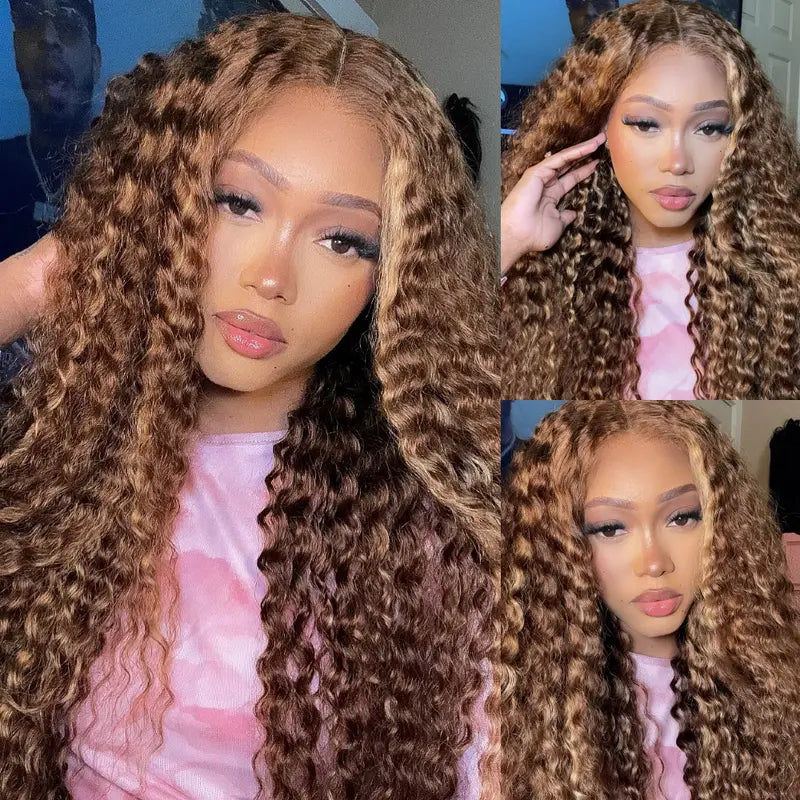 220% Density Curly Hair Wigs HD Transparent 13x6 Lace Front Wigs Brazilian Deep Curly Pre Plucked Human Hair Wigs Deep Wave Lace Frontal Wigs For Women
