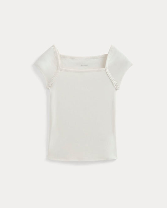 RetroSoft Cotton Square-Neck Tee | Bone