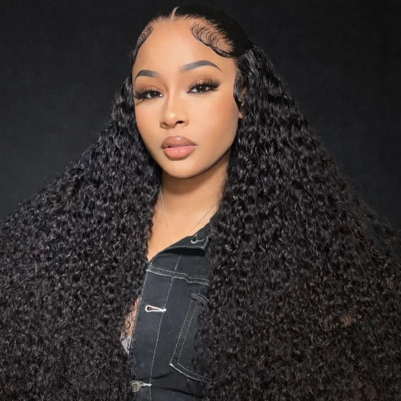 220% Density Curly Hair Wigs HD Transparent 13x6 Lace Front Wigs Brazilian Deep Curly Pre Plucked Human Hair Wigs Deep Wave Lace Frontal Wigs For Women