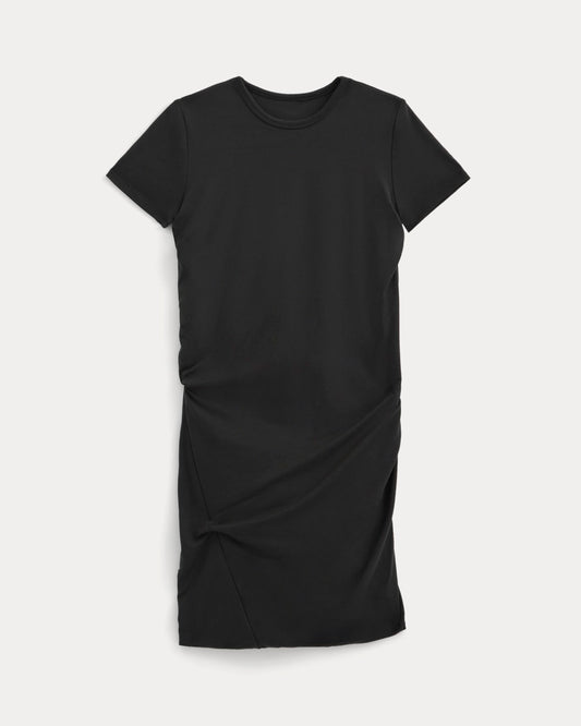 Twisted Short-Sleeve Crew Dress | Black