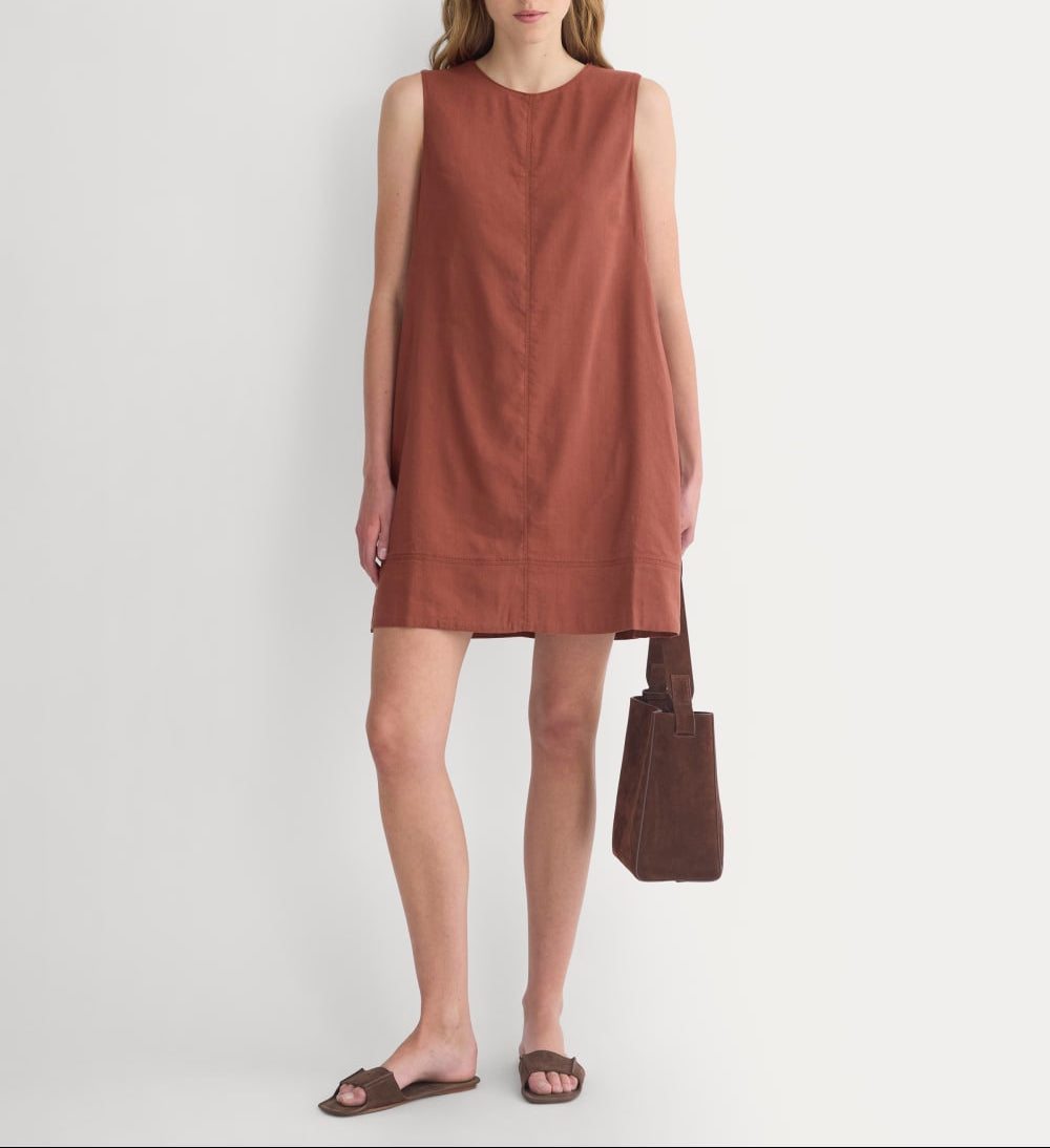 The Shift Dress in Stretch Linen | Henna Red