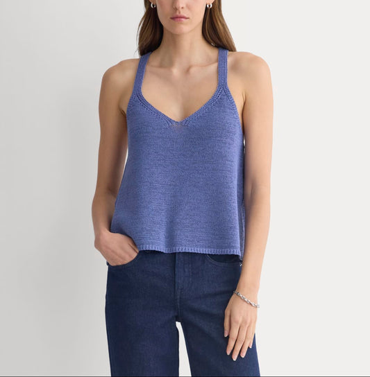 Racerback V-Neck Sweater | Blue Dusk