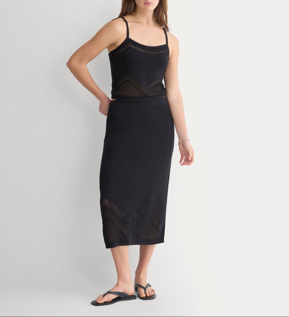 Lace-Knit Maxi Skirt | Black