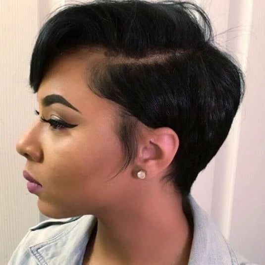 Hot Beauty Hair Short Pixie Cut Frontal Lace Wig Natural Black