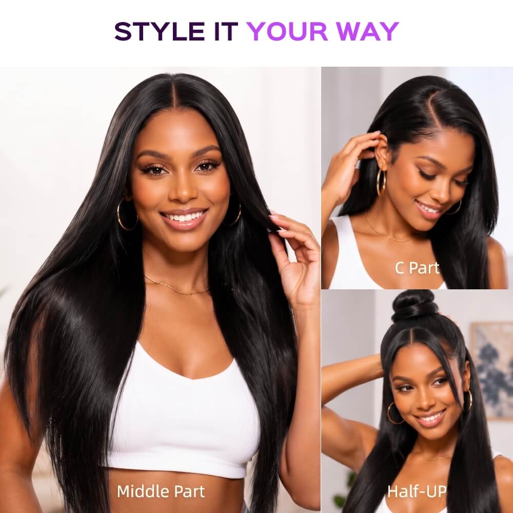 13x6 Glueless Wig Straight With Drawstring 100% Human Hair Wig