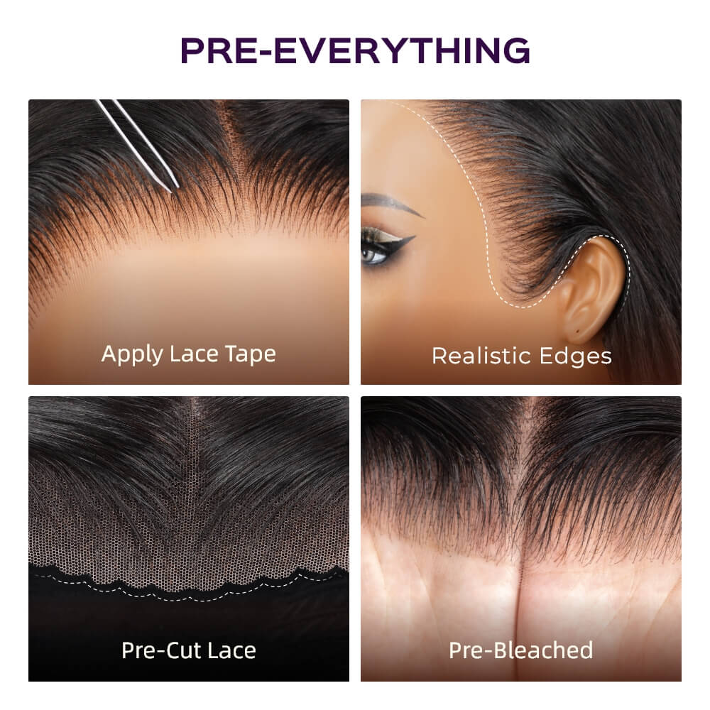 13x6 Glueless Wig Straight With Drawstring 100% Human Hair Wig