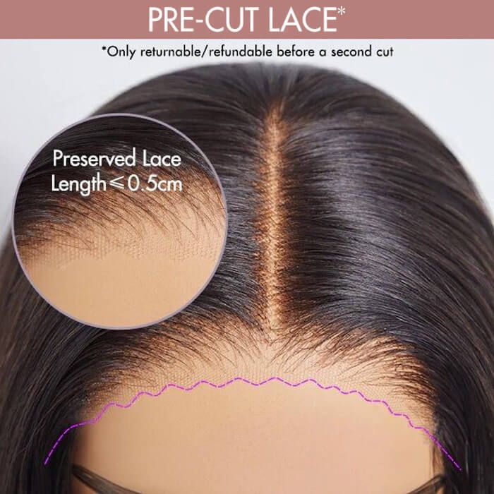 Honey Blonde Highlight Straight Bob Wig with Bangs Glueless Human Hair Wigs for Women
