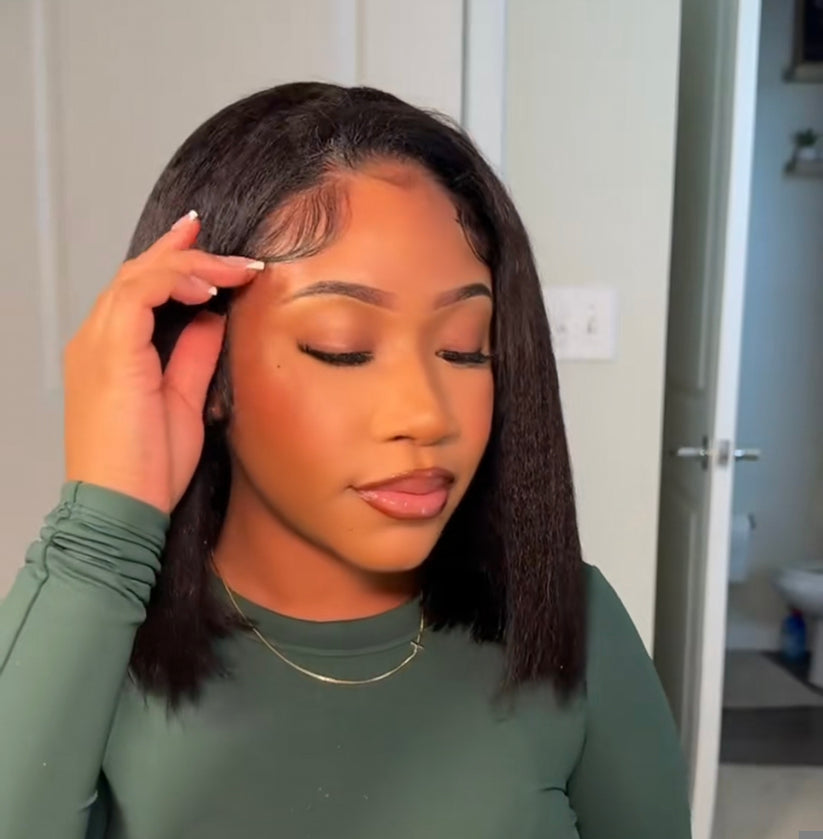 Half Wig Bob Kinky Straight – Preto Natural (#1B) ou Castanho chocolate (#4)