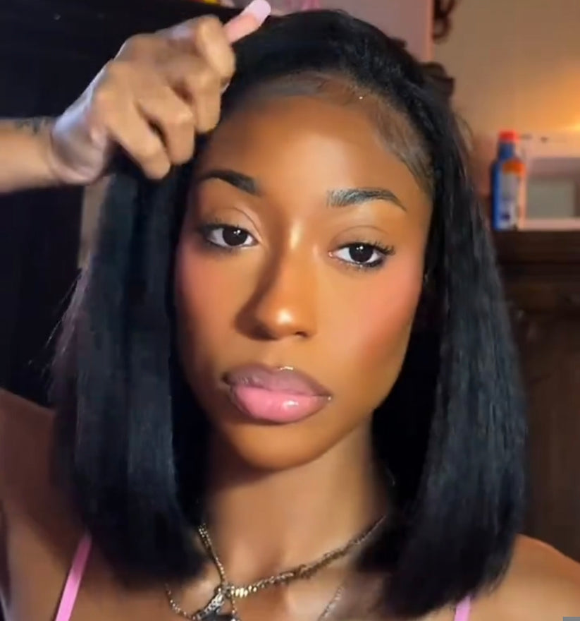 Half Wig Bob Kinky Straight – Preto Natural (#1B) ou Castanho chocolate (#4)