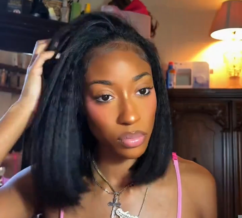 Half Wig Bob Kinky Straight – Preto Natural (#1B) ou Castanho chocolate (#4)