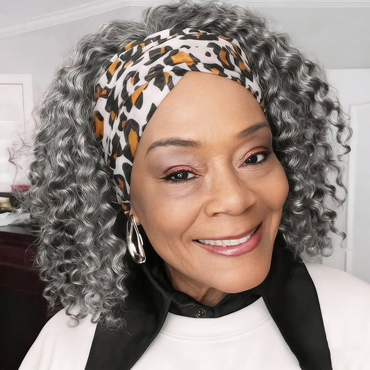 Etta | Ready To Go Salt And Pepper Water Wave Human Hair Glueless Headband Wig