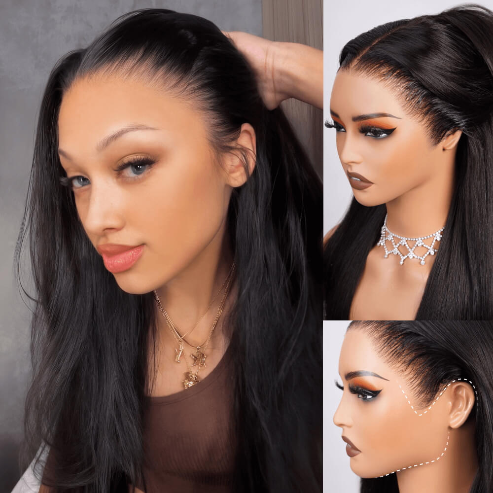 13x6 Glueless Wig Straight With Drawstring 100% Human Hair Wig